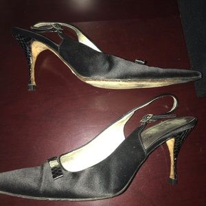 Dolce & Gabbana Black Satin Slingbacks.  Size 9
